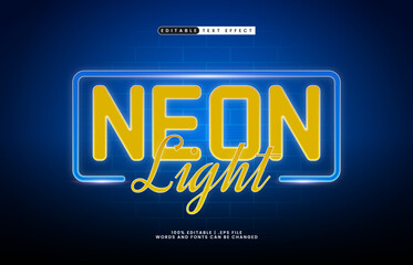 Neon Light Editable Text Effect &ndash; Glowing Modern Typography for Sign, Logo, and Poster
