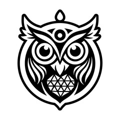 Fototapeta premium Glyph Style Owl Bird Symbol