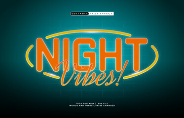 Night Vibes Editable Text Effect &ndash; Glowing Modern Typography for Sign, Logo, and Poster