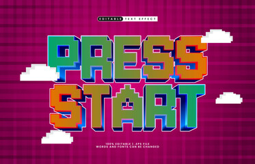 Press Start Editable Text Effect &ndash; Retro 8-Bit Arcade Text Style for Gaming Title and Poster