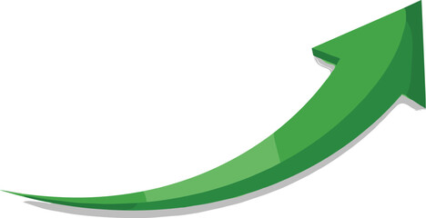 Green arrow pointing upwards in a graphical illustration indicating growth and progress