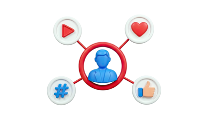 Social Media Icons Connected to a Person Icon