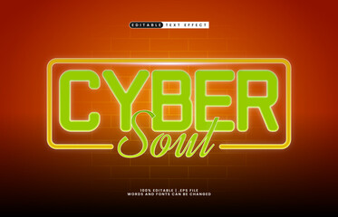 Cyber Soul Editable Text Effect &ndash; Glowing Modern Typography for Sign, Logo, and Poster