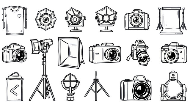Photography equipment illustration set for creative visual projects