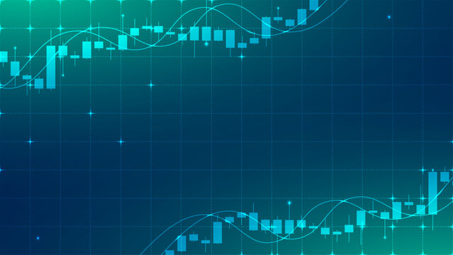Abstract financial stock market background. Design for investment graph candlestick chart indicator lines trading and financial technology  concept.
