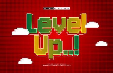 Level Up Editable Text Effect &ndash; Retro 8-Bit Arcade Text Style for Gaming Title and Poster
