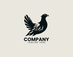 Obraz premium Black Billed Capercaillie Bird Black Vector Logo Illustration