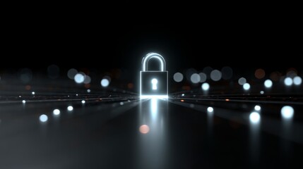 Illuminated Padlock on Data Network for Cybersecurity