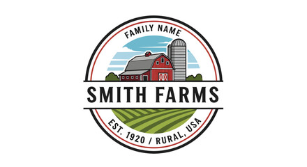 Obraz premium Smith Farms Logo with Barn and Silo.