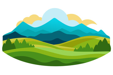 Naklejka premium Nature Panorama Landscape Vector Illustration