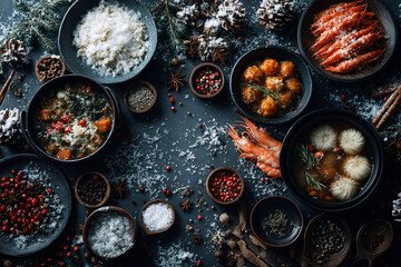 Assortment of soup and stew 