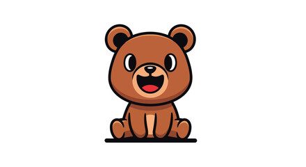 Obraz premium Cartoon bear smiling on white background