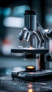 un microscopio dentro de un laboratorio de estudio o cientifico profesional para el analisis a fondo por medio de equipo profesional 