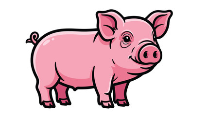 Fototapeta premium Cartoon Pig Illustration: Farm Animal Icon