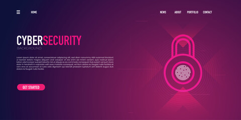 Cybersecurity Trendy background for landing page background, colorful abstract. Futuristic design backdrop for banner, poster, cover, flyer, presentation, advertising