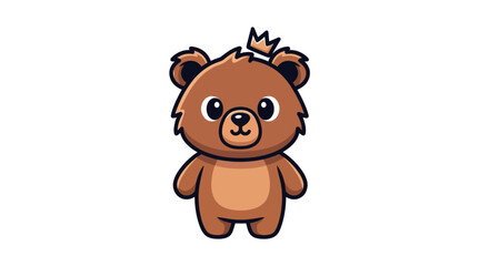 Fototapeta premium Cartoon bear with crown on white background