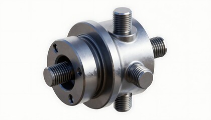 Mechanical flange assembly featuring heavy duty bolts, created with generative ai