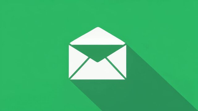 4K animation of a flat-style email icon envelope, simple and modern design, placed on a soli