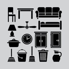 Black and white vector icon set 4.eps