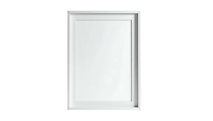 A white rectangular picture frame, empty inside, set against a solid black background