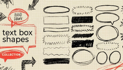 set of vintage labels Crayon Drawn Text Box Collection &ndash; Hand Sketch Rectangle and Round Shapes Vector Ink