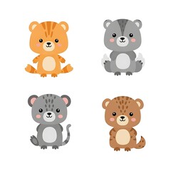 Obraz premium Cartoon animals collection adorable bears cats and mouse characters