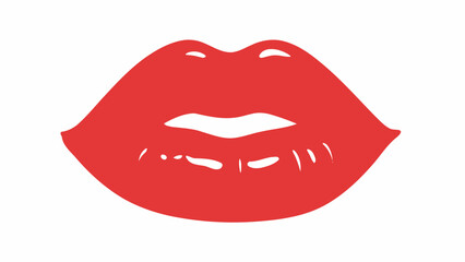 Vibrant Red Lips Graphic Icon - Isolated on White Background