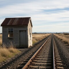 Obraz premium Abandoned Railway Hut - A Journey Through Time and Isolation.