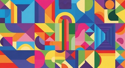 Vibrant geometric tapestry colorful abstraction