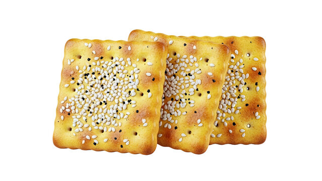 Three Square Crackers with Sesame and Black Seeds