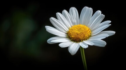 Fototapeta premium Single White Daisy Flower on Dark Background Close Up