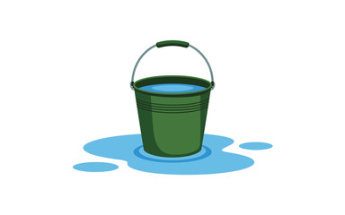 Leaking green bucket with water © MdSojib