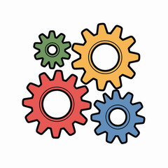 Colorful gears interconnected
