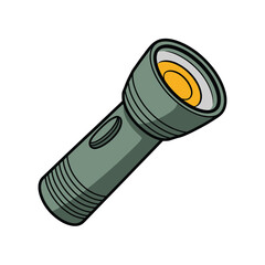 Flashlight with yellow light on