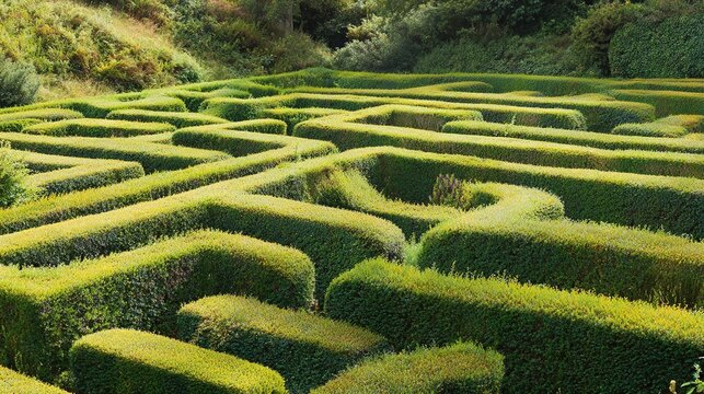 privet. Classical garden maze formed by tall, elegant privet hedges. real-estate listings, architecture portfolios, designed for interior renovation comparisons for interiors.