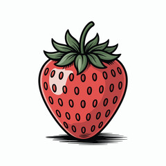 Fresh strawberry illustration with green leaves