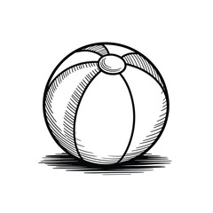 Simple black and white illustration of a beach ball