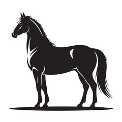 Obraz premium Black Horse Silhouette – Minimal Stallion Equestrian Animal Illustration
