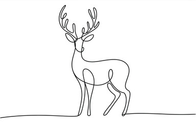 Single line art illustration of a majestic deer with large antlers © StockSynergy