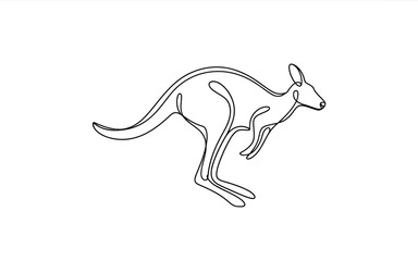 Fototapeta premium Continuous line drawing of a kangaroo jumping movement vector illustration