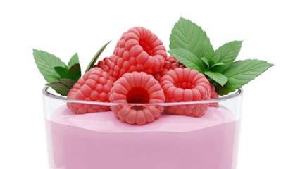 Raspberry Yogurt with Fresh Mint