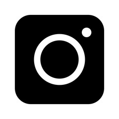 Minimalist solid instagram icon vector in black and white design. 
