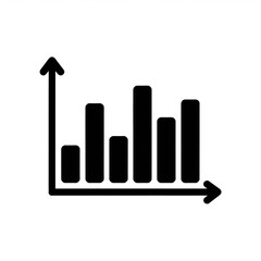 Minimal solid black vector icon of bar graph only, clean flat design.