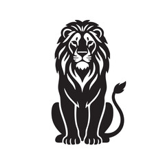 Fototapeta premium Powerful Lion Silhouette Pose Isolated on White