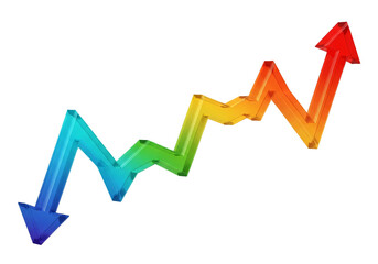 Vibrant 3D arrows showing dynamic growth and progress