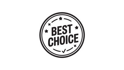 Choice Badge in Simple Black and White Design with Stars and Checkmark for Quality Guarantee