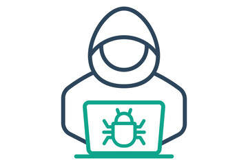 Cyber crime icon. line icon style. icon related to technology. IT support elements vector illustration