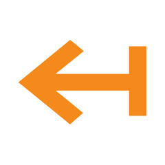 Single arrow symbol icon, indicating direction or action, flat design with solid orange color on white background.
