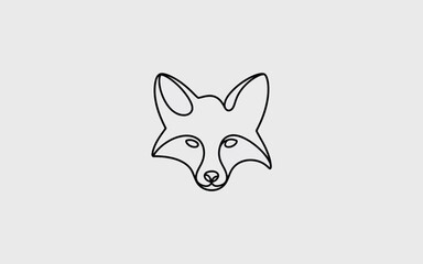 Obraz premium Simple One Line Drawing of a Fox Head Minimalist Animal Logo