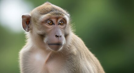 Obraz premium Close-up of a Macaque Monkey in Natural Habitat.